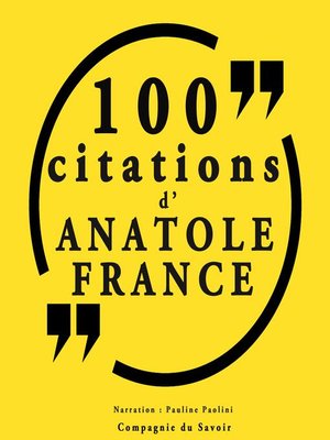 cover image of 100 citations d'Anatole France